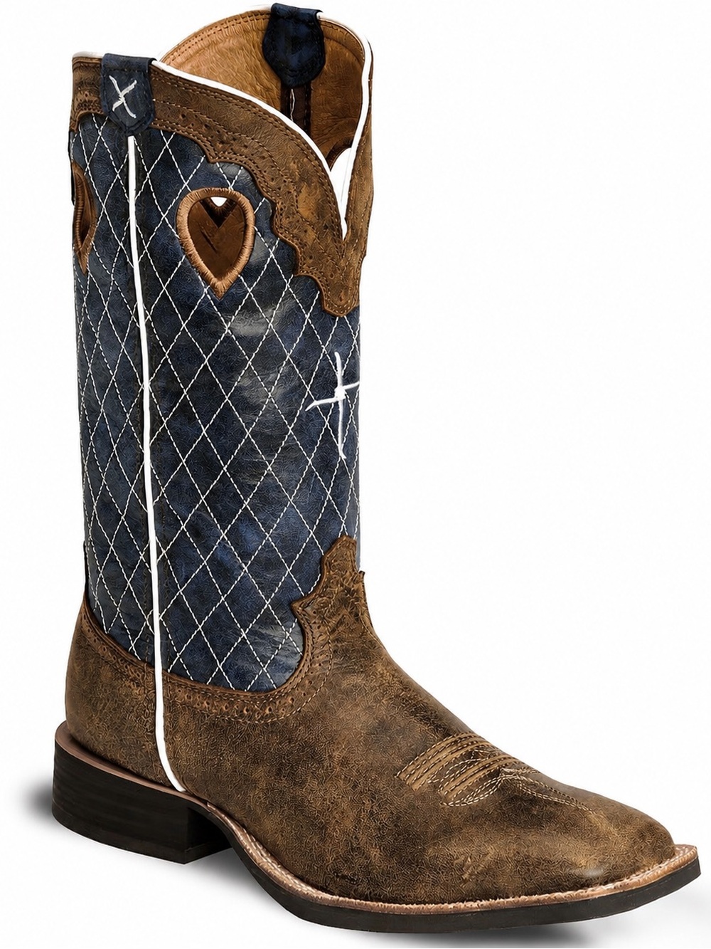 Twisted X Brown and Blue Western Heart Cutout Cowboy Boots